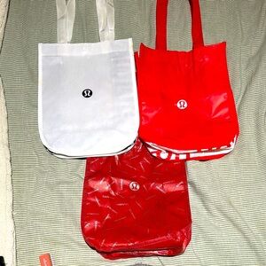 lululemon athletica White, Red, and Marron Reusable Bags